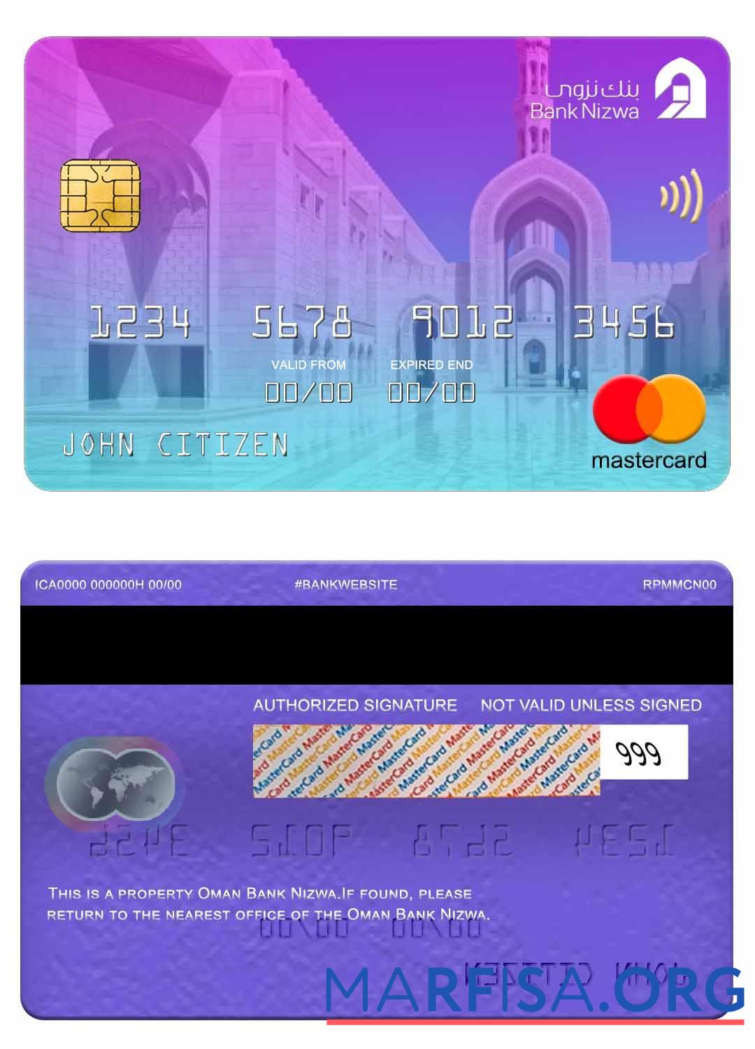 Realistic Oman Bank Nizwa mastercard example
